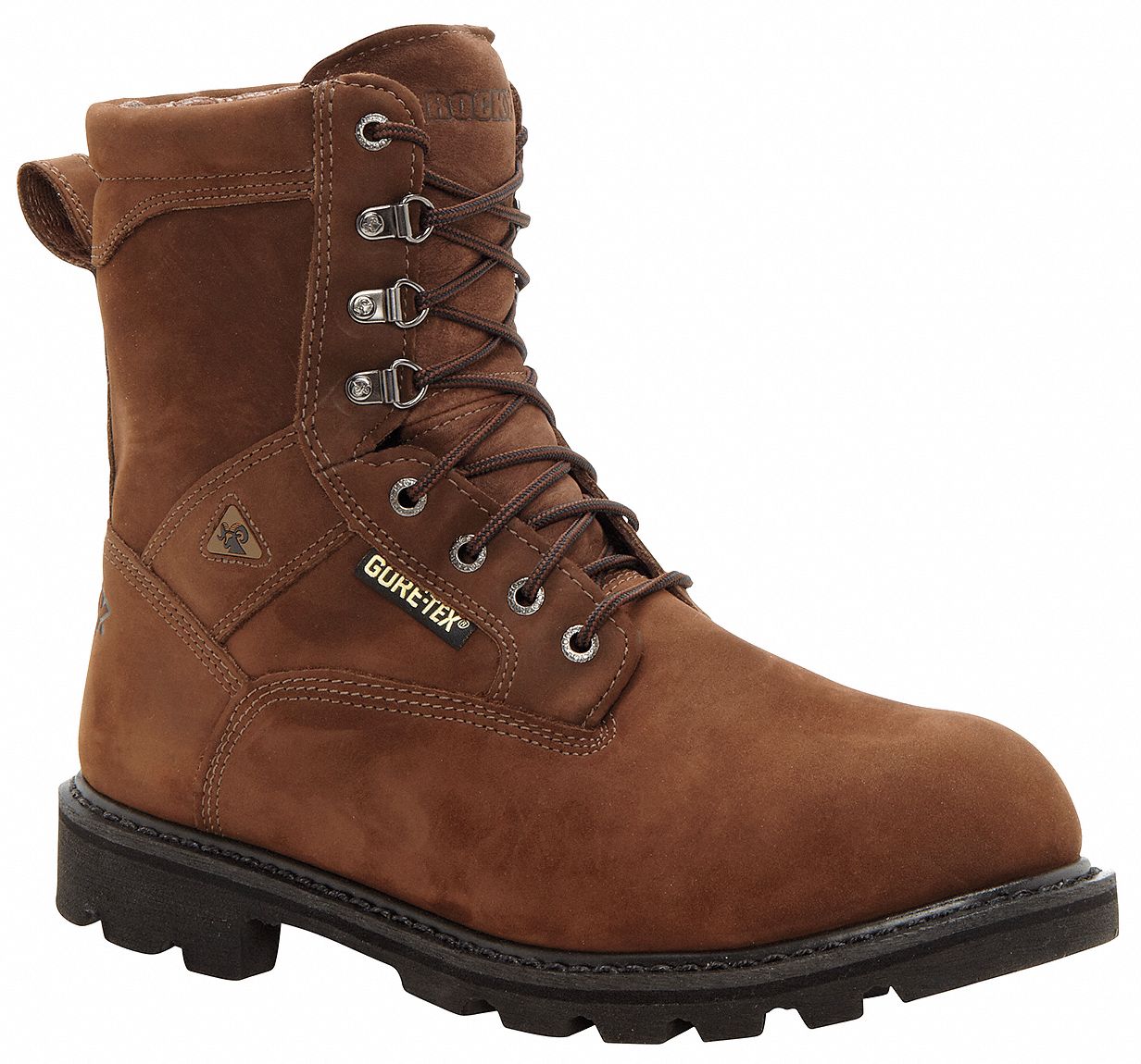 8 in Work Boot, 9, W, Men's, Brown, Steel Toe Type, 1 PR Grainger