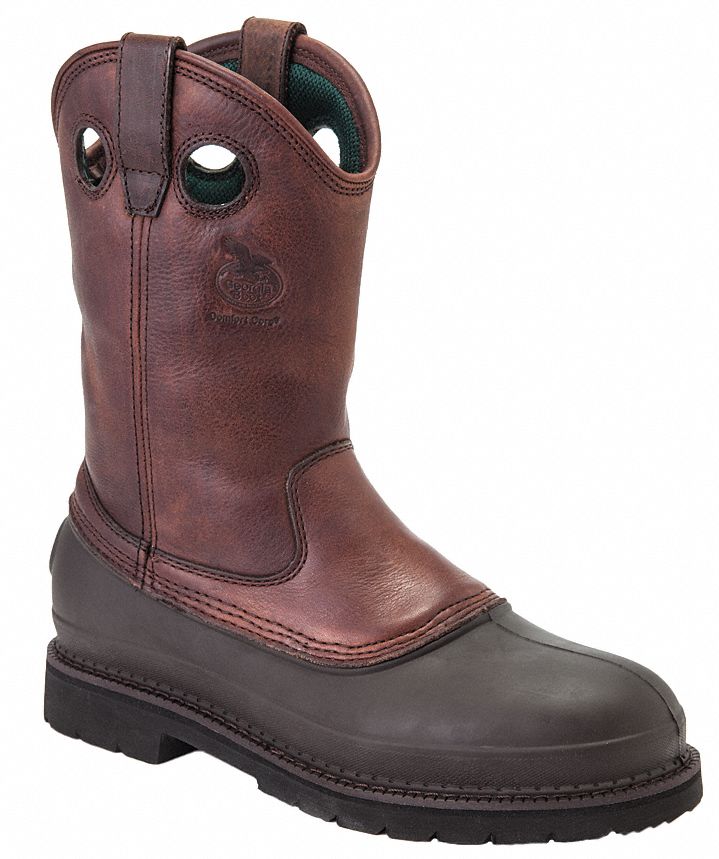 BOOT 12"H Men's Work Boots, Steel Toe Type, Leather Upper