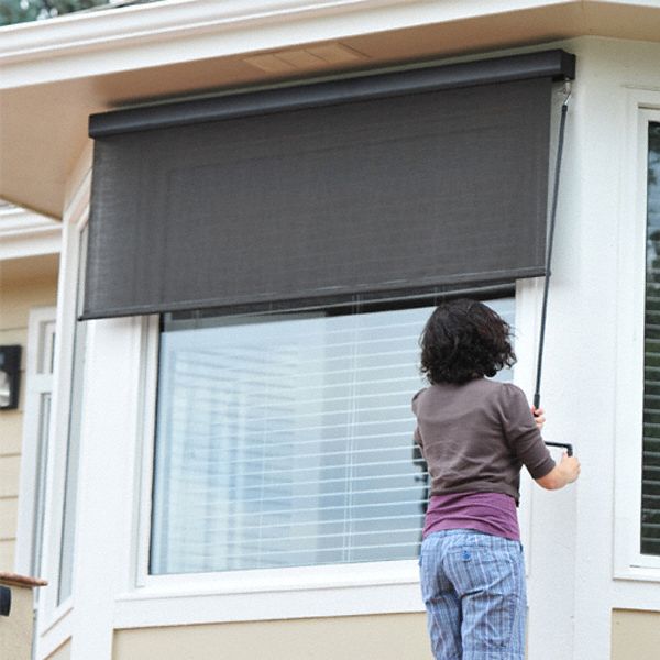 KEYSTONE FABRICS Exterior Sun Shade, Wall, Ceiling, Pole and Crank, PVC