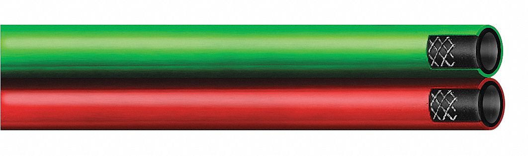 Twin Line Welding Hose: 1/4 in Hose Inside Dia., 750 ft Hose Lg, Green/Red, R