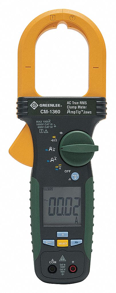 CLAMP-METER, TRUE RMS, 1000 AMPS/VOLTS/COUNTS, 60 OHMS, AA BATTERY, AUDIBLE CONTINUANCY