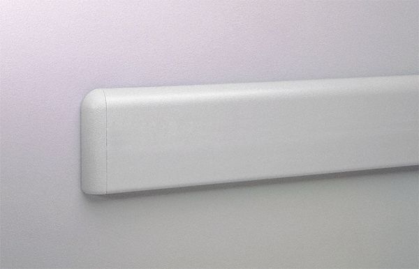 Wall Guard: WG-4, PETG, Silver Gray, 4 in Overall Ht, 12 ft Overall Lg