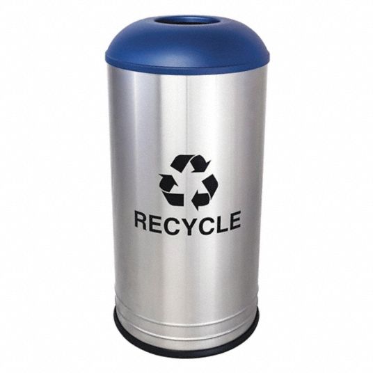 TOUGH GUY, Blue/Silver, 18 gal Capacity, Recycling Can - 34AU92|34AU92 ...