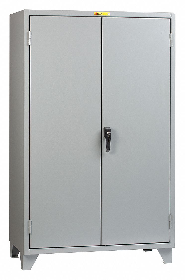 Storage Cabinet: 48 in x 24 in x 78 in, Swing  Handle & Keyed, 12 ga Panel Thick, Legs