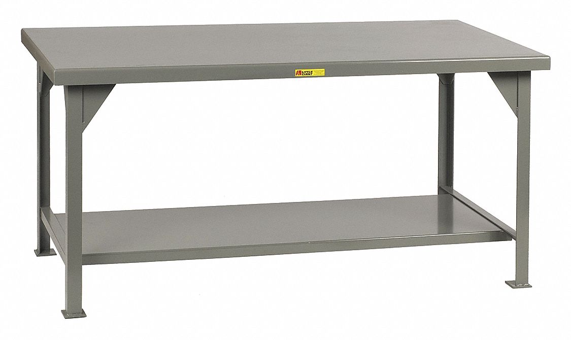 WORKBENCH, FIXED H, STEEL, 72 IN X 30 IN, 10,000 LB OVERALL LOAD CAPACITY, GREY