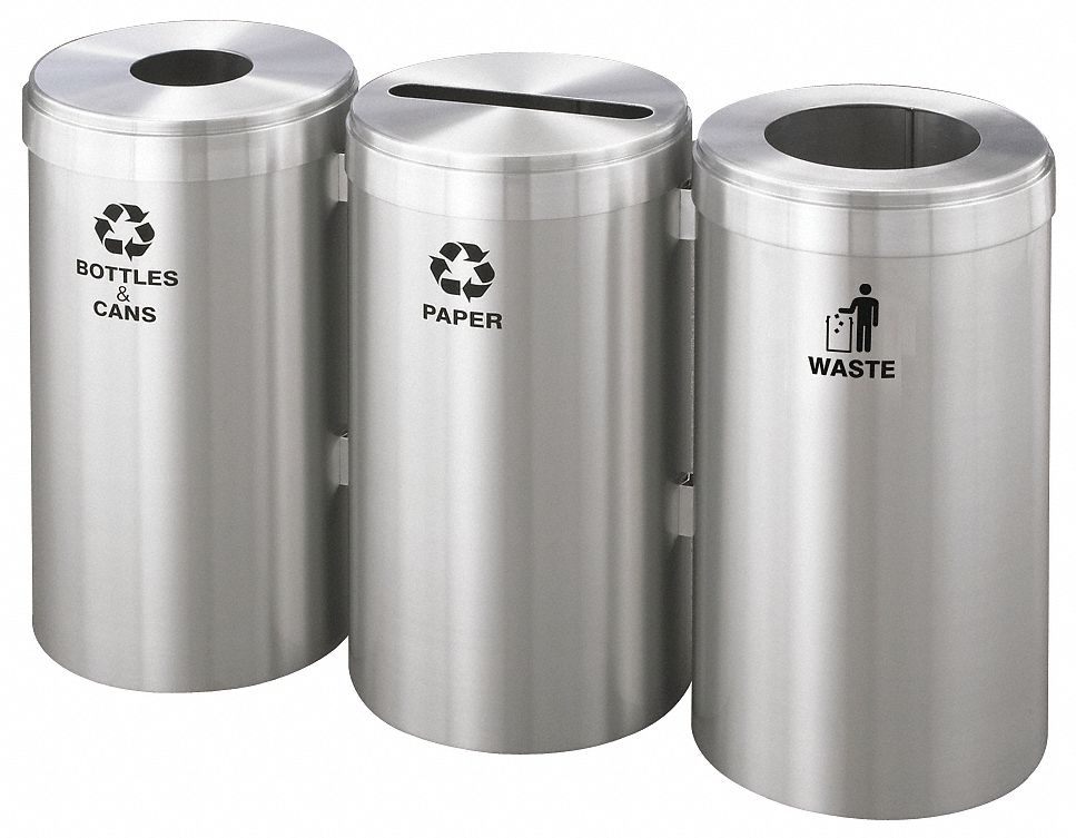 Recycling Container, Silver, 69 gal.