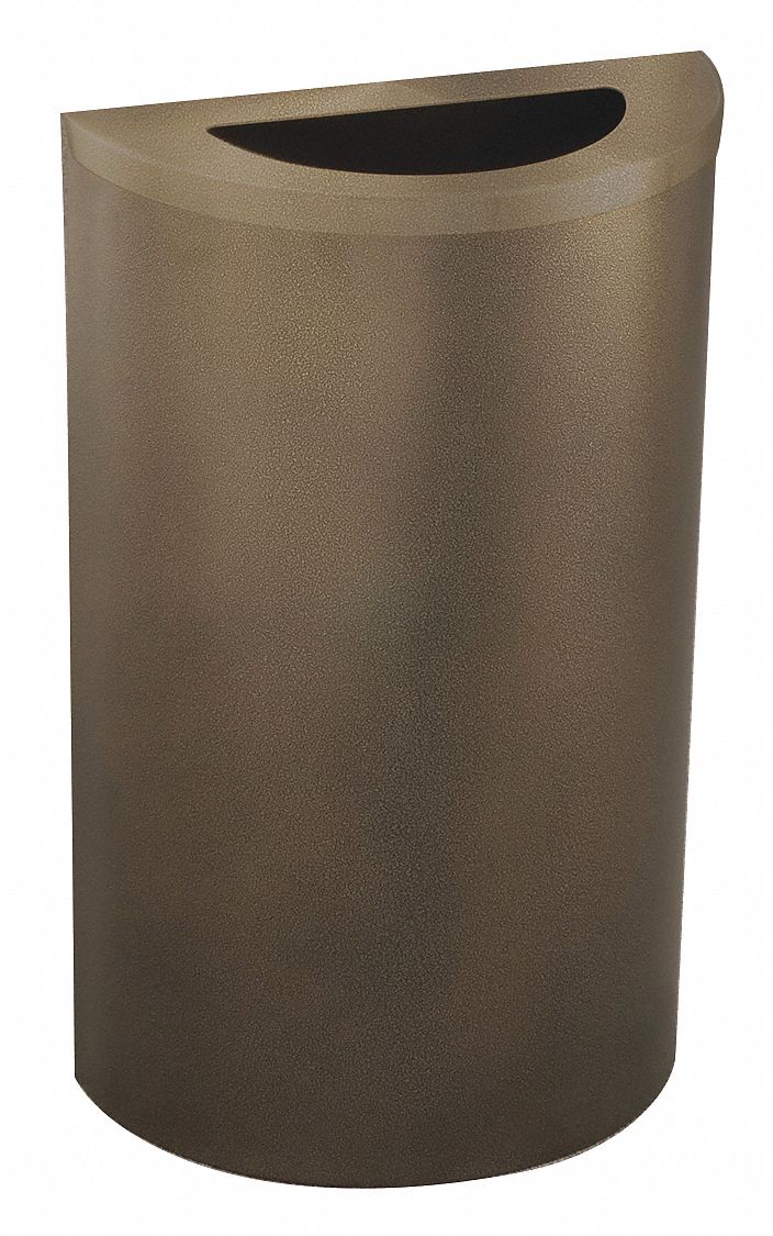 TRASH CAN, STEEL, FLAT WITH TOP OPENING TOP, BROWN, 14 GALLON CAPACITY, 30 IN OVERALL H