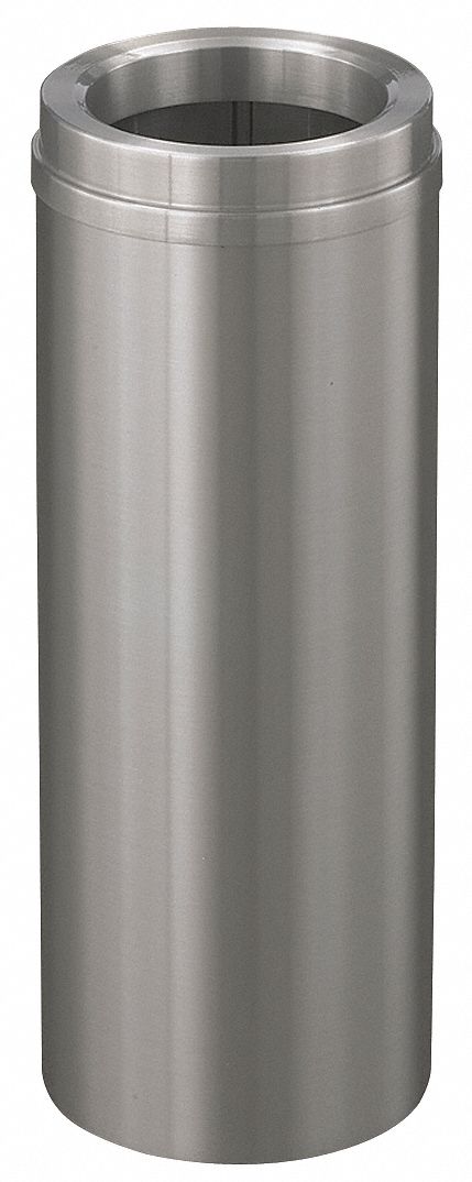TRASH CAN, ALUMINUM, OPEN TOP, SILVER, 6 GALLON CAPACITY, 23 IN OVERALL H