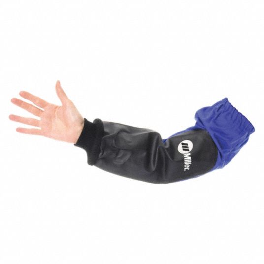 Flame-Resistant Sleeve: 21 in Sleeve Lg, L, Blue, Elastic Cuff, 1 PR