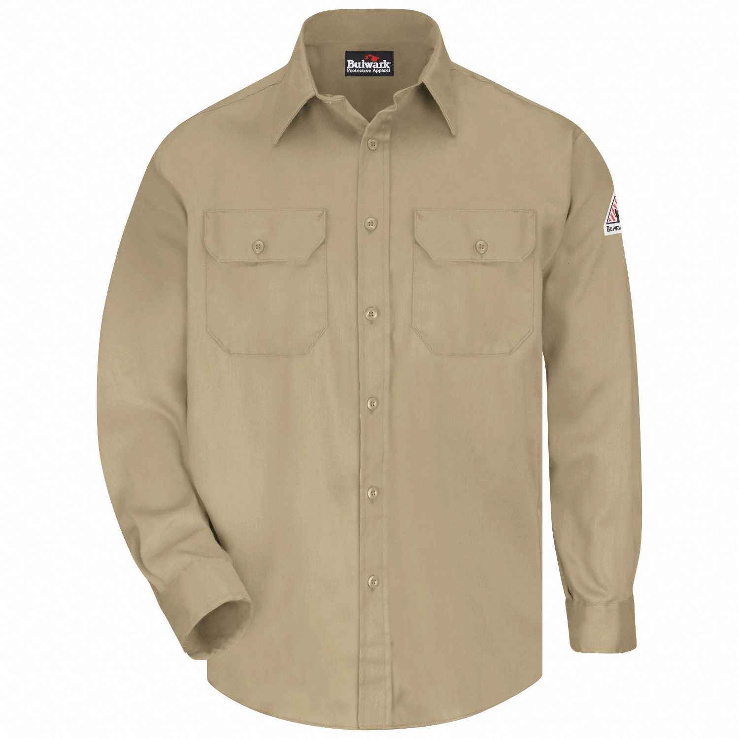 Flame-Resistant Collared Shirt: 9.1 cal/sq cm ATPV, Men's, Regular, XL, Long, Tan, Buttons