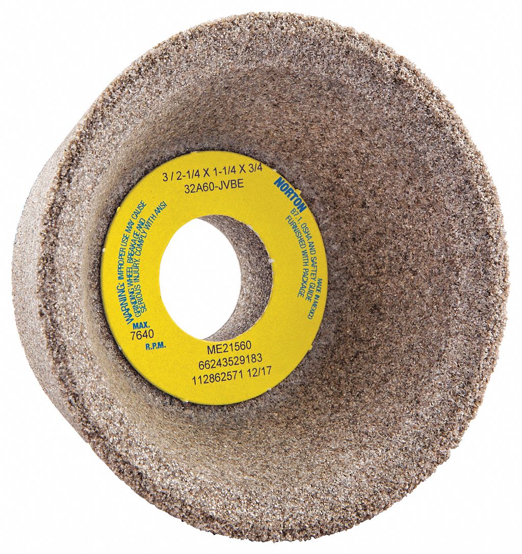 NORTON Type 11 Aluminum Oxide Flaring Cup Grinding Wheel, 3 in, 3/4 in