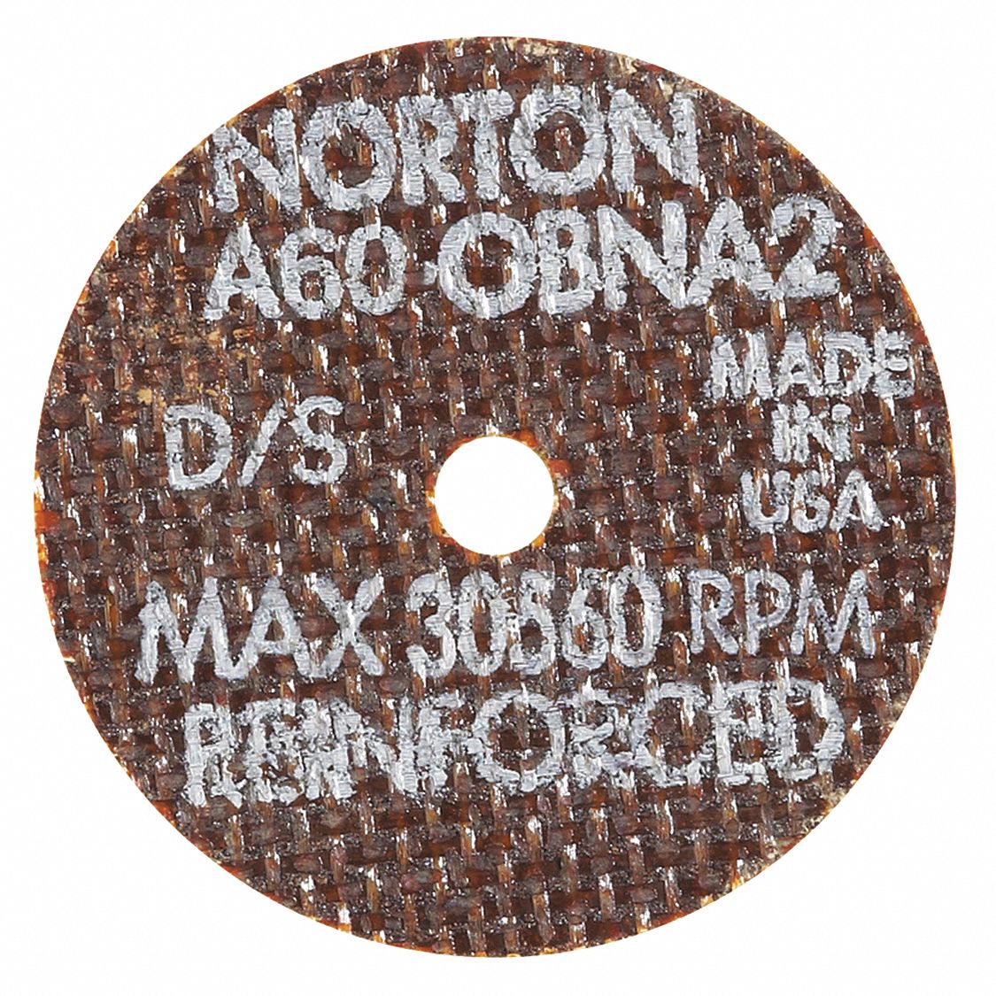 ABRASIVE CUT-OFF WHEEL, TYPE 1, 2 IN X 0.06 IN X 1/8 IN, A60-OBNA2