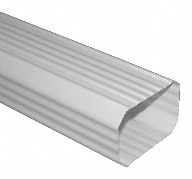 Downspout: 10 ft Lg, 2 in x 3 in Opening Size, PVC, White