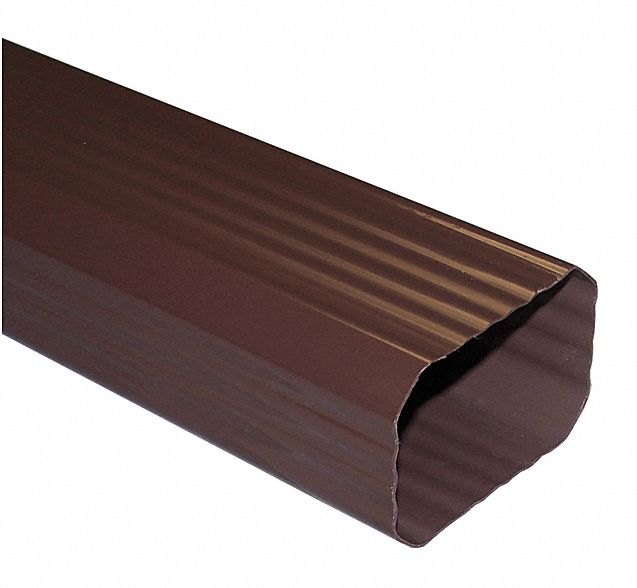 Downspout: 10 ft Lg, 3 in x 4 in Opening Size, PVC, Brown