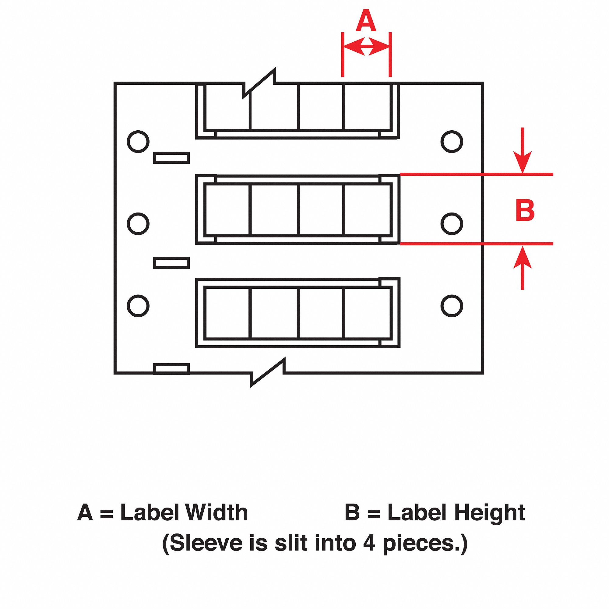 Sleeve Label: 3/8 in x 1/2 in, Polyolefin, Black (Matte), For 4 AWG to 8 AWG Wire Gauge