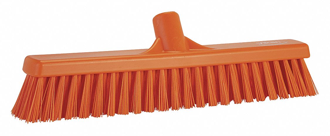 Combo Floor Broom Head: Threaded, European, 16 in Sweep Face, Polyester, Orange