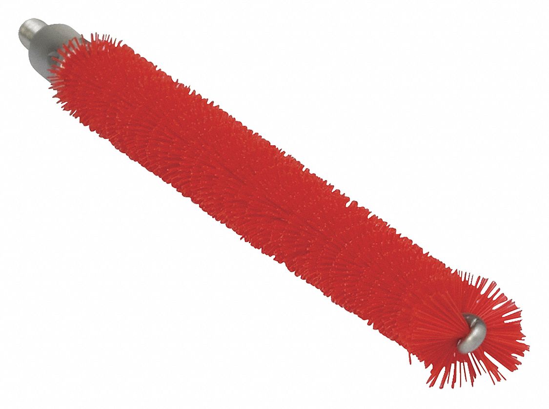 Tube and Valve Brush: Polyester Bristle, Red, 0.47 in Brush Dia, 6 5/8 in Brush Lg