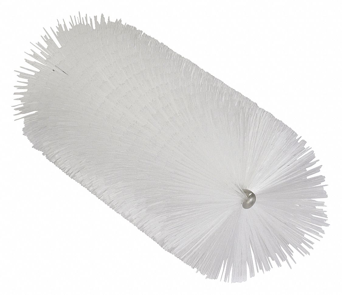 Tube and Valve Brush: Polyester Bristle, White, 2.36 in Brush Dia, 6 1/2 in Brush Lg