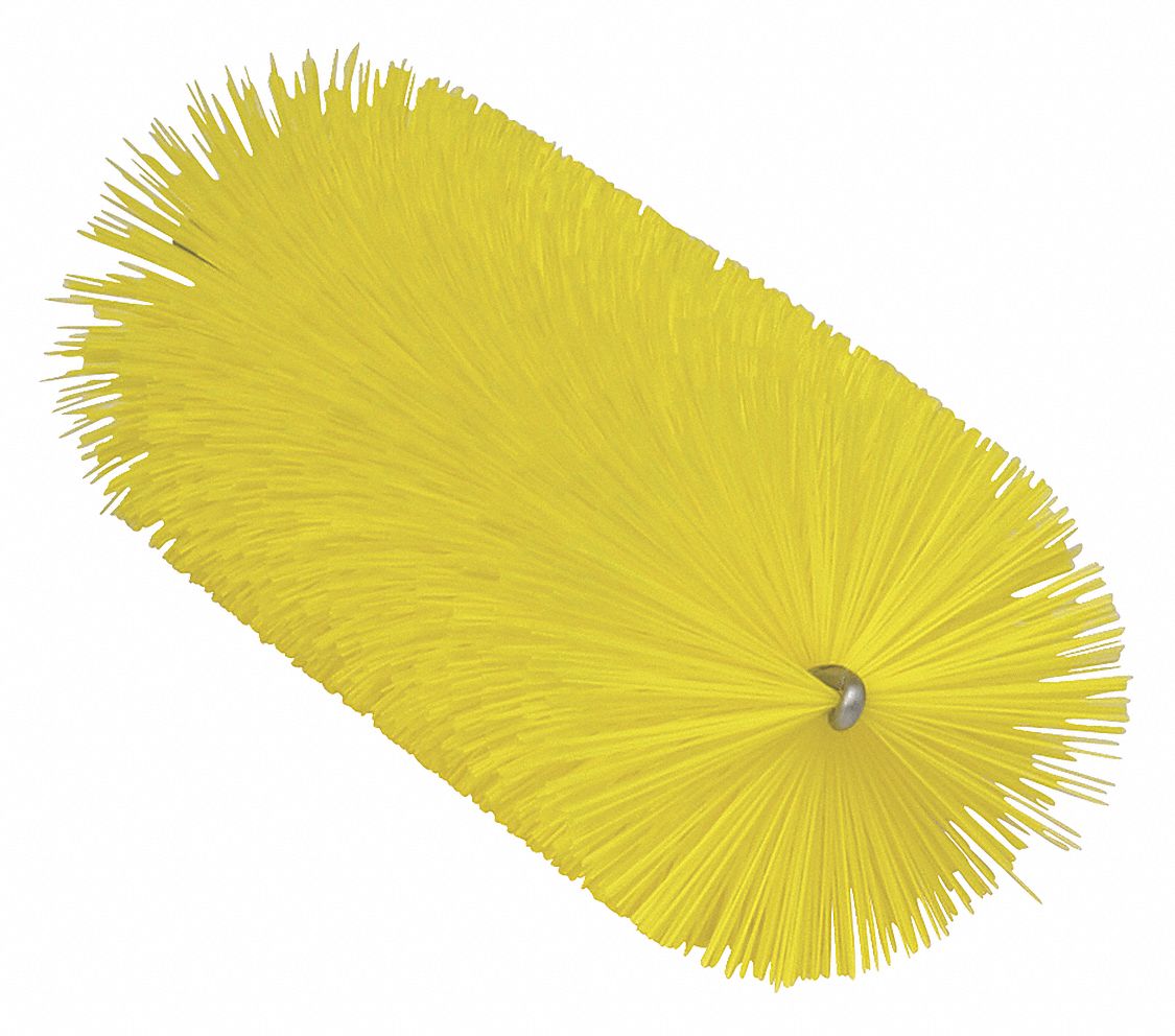 Tube and Valve Brush: Polyester Bristle, Yellow, 2.36 in Brush Dia, 6 1/2 in Brush Lg