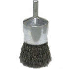 CRIMPED WIRE END BRUSH,STEEL,1 IN.