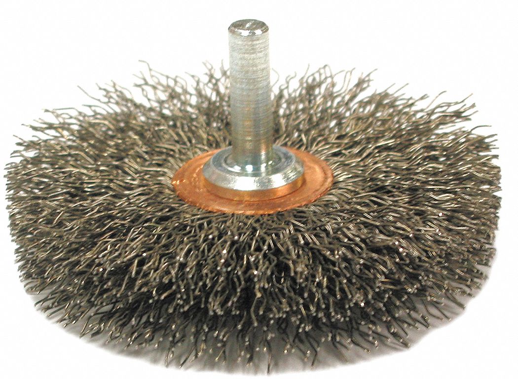 Crimped Wire Wheel Brush, Stem, 3 in.