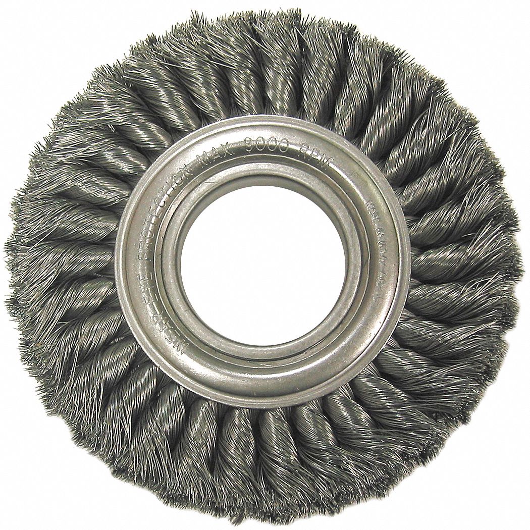 WEILER 8 in Knotted Wire Wheel Brush, Arbor Hole Mounting, 0.025 in