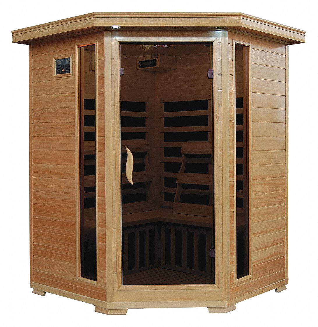 34CP77 - Sauna Corner 3 ppl Carbon Heater Hemlock