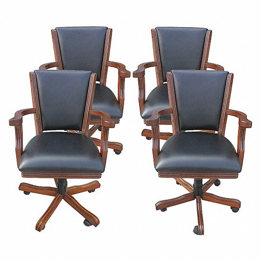 Hathaway Game Table Arm Chair Walnut, Leather Game Table Chairs