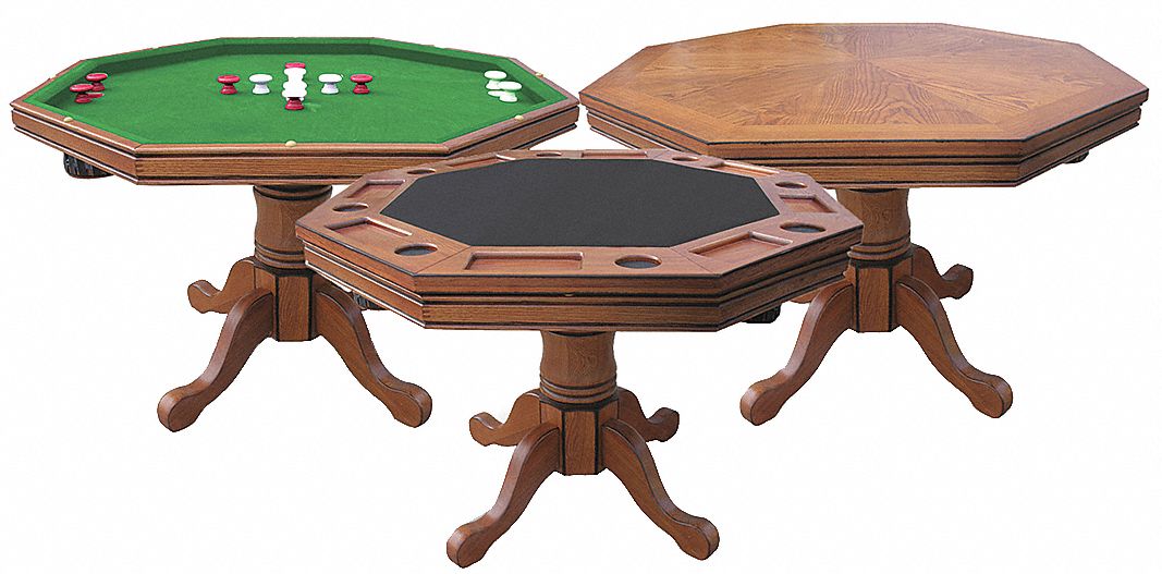 34CP92 - 3 1 Game Table Oak/Solid Hardwood Green