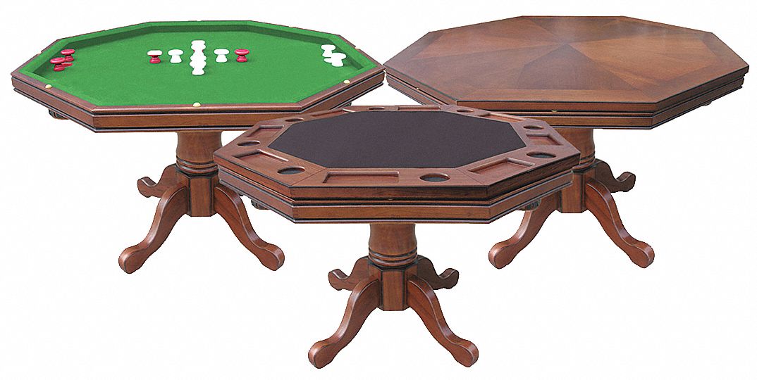 34CP93 - 3 1 Game Table Walnut Solid Hardwood Grn