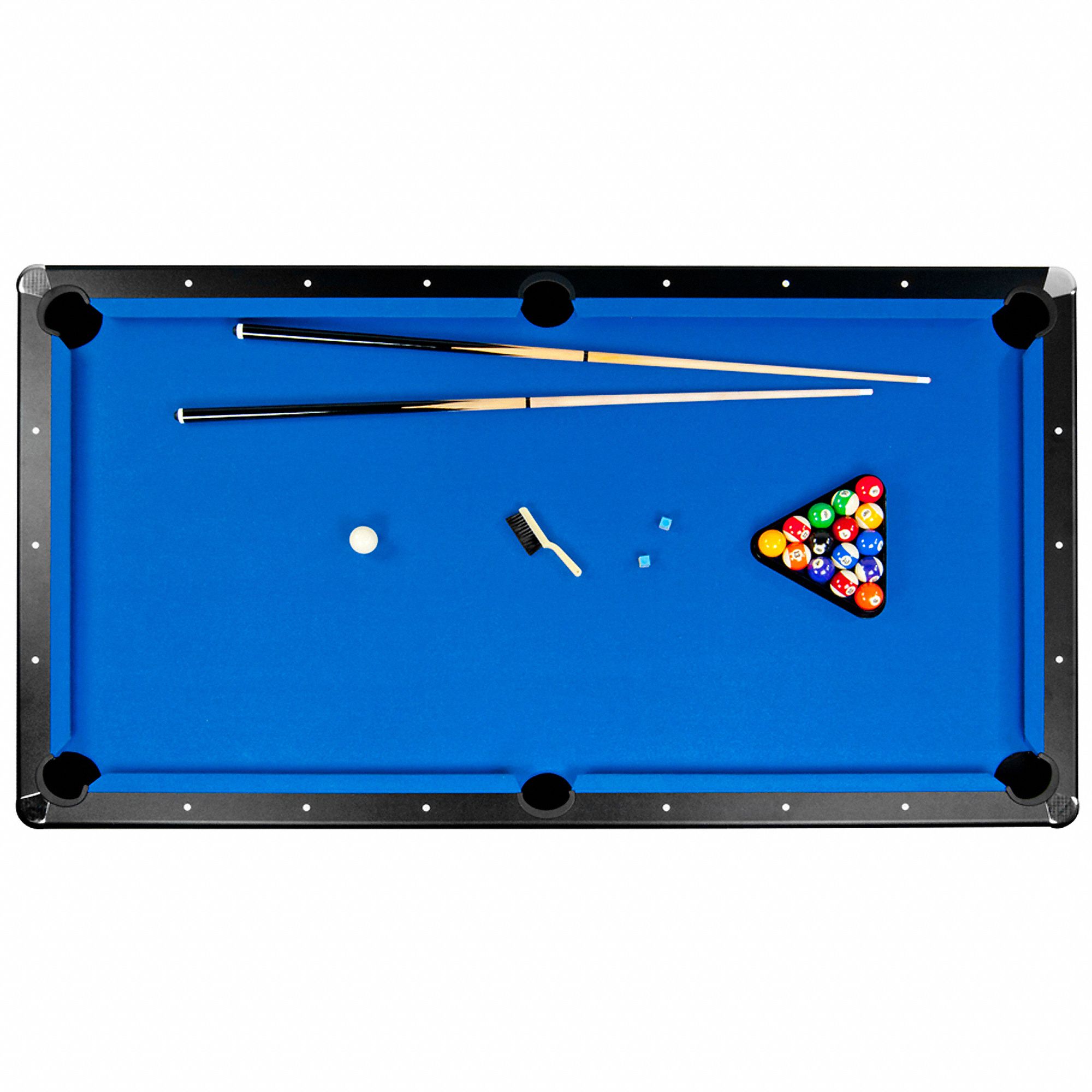 Pool table with blue felt