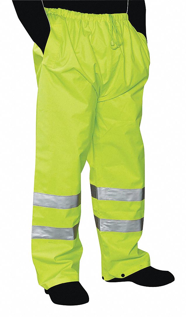 RAIN PANTS ANSI CLASS E S 50 X 26 IN GREEN POLYESTER