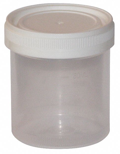 Jar: Polypropylene, 3 fl oz Capacity - oz, 90 mL Capacity - mL, 50 mm Body Dia, 64 mm Overall Ht