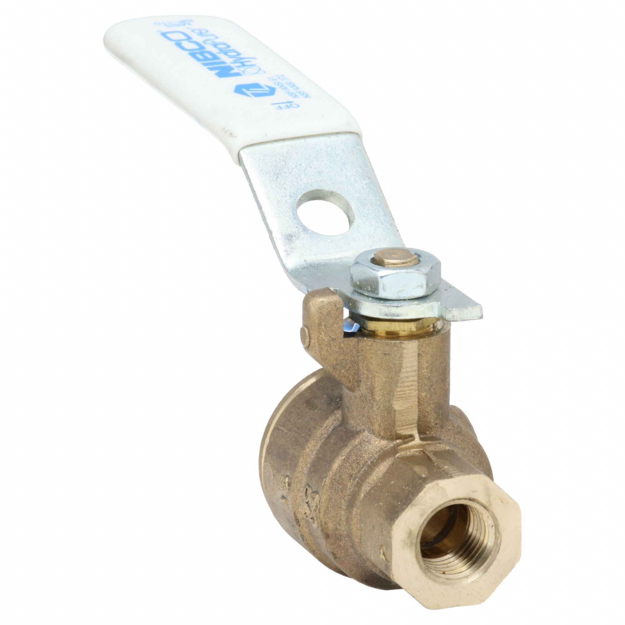 Manual Two-Way Ball Valve: 1/4 in Size, Bronze, Straight, FNPT x FNPT, Full Port Ball Port