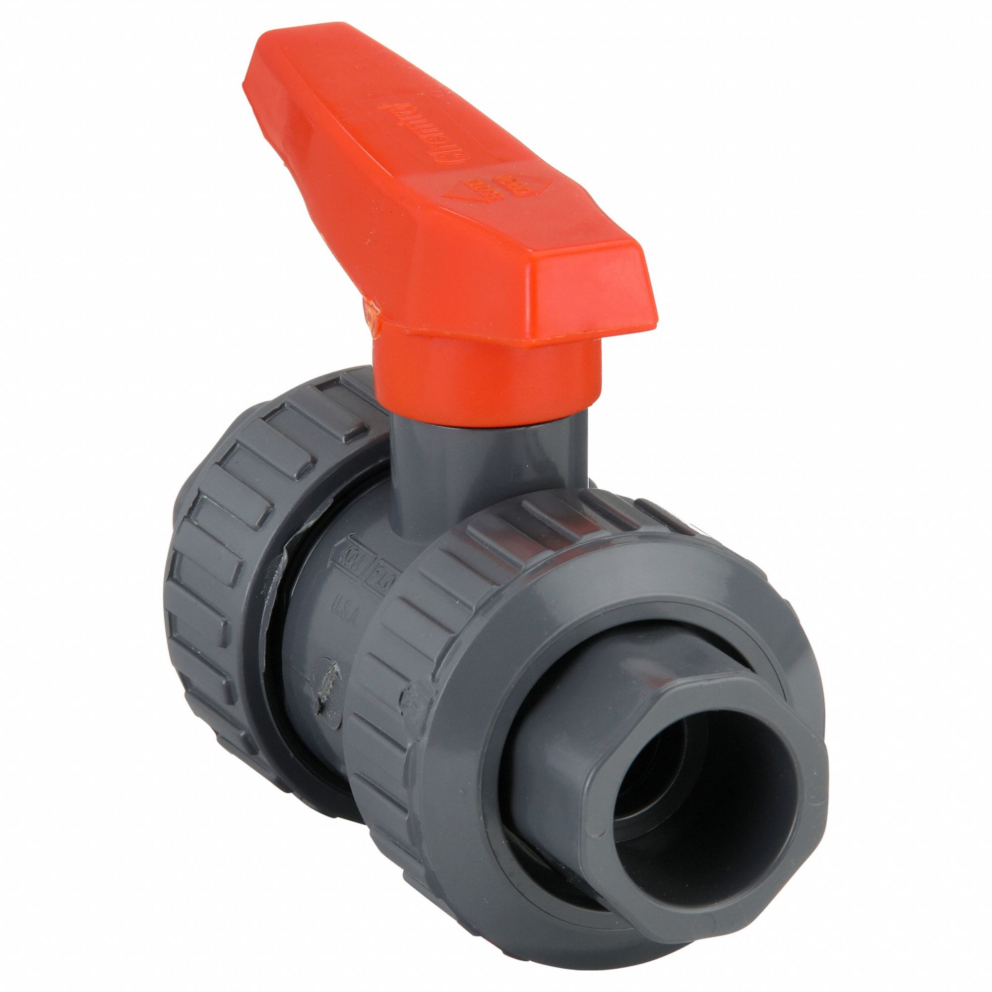 Manual Two-Way Ball Valve: 3/4 in, PVC, Straight, True-Union Socket/True-Union NPT, Lever