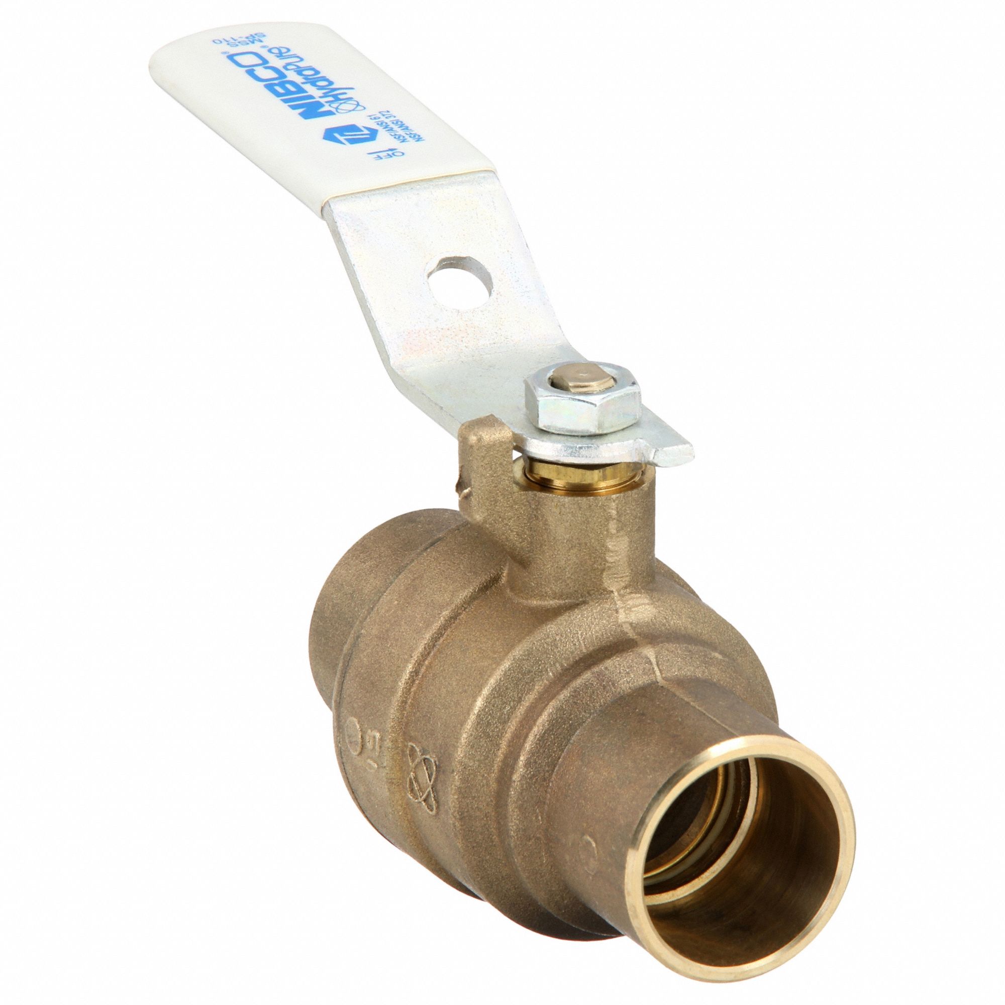 Manual Two-Way Ball Valve: 1 in Size, Bronze, Straight, Sweat x Sweat, Full Port Ball Port
