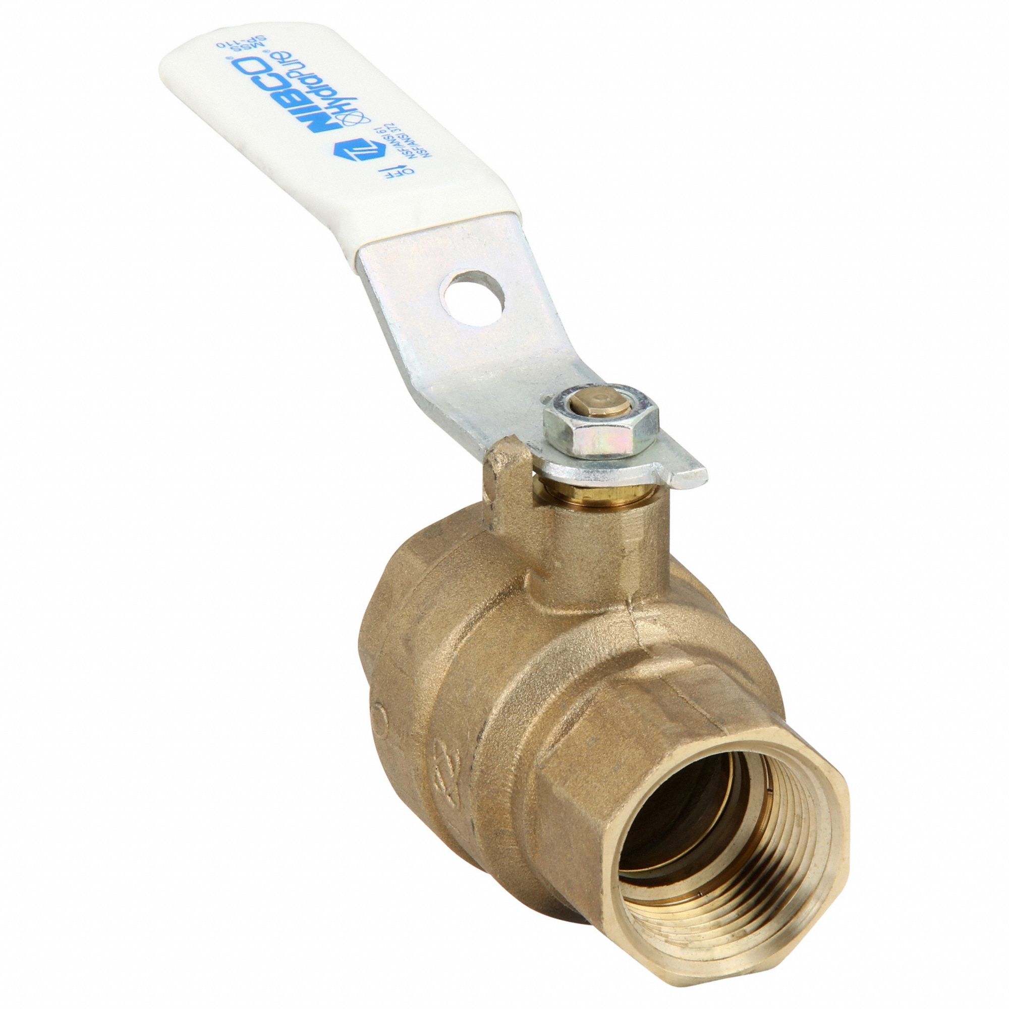 Manual Two-Way Ball Valve: 1 in Size, Bronze, Straight, FNPT x FNPT, Full Port Ball Port