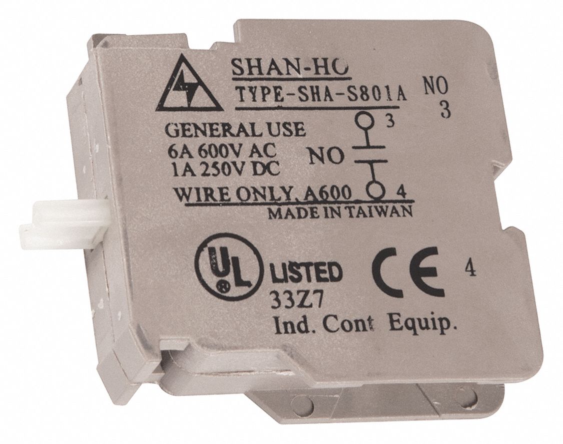 N/O Contact, 1-1/2" L,  1-1/4" H,  21/32" W