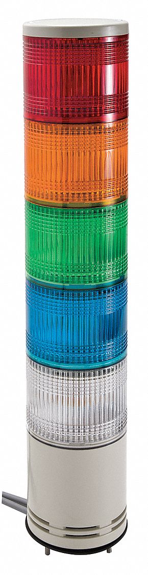 Tower Light Assembly: 5 Tier, Blue/Clear/Green/Orange/Red, No Sounder Tier