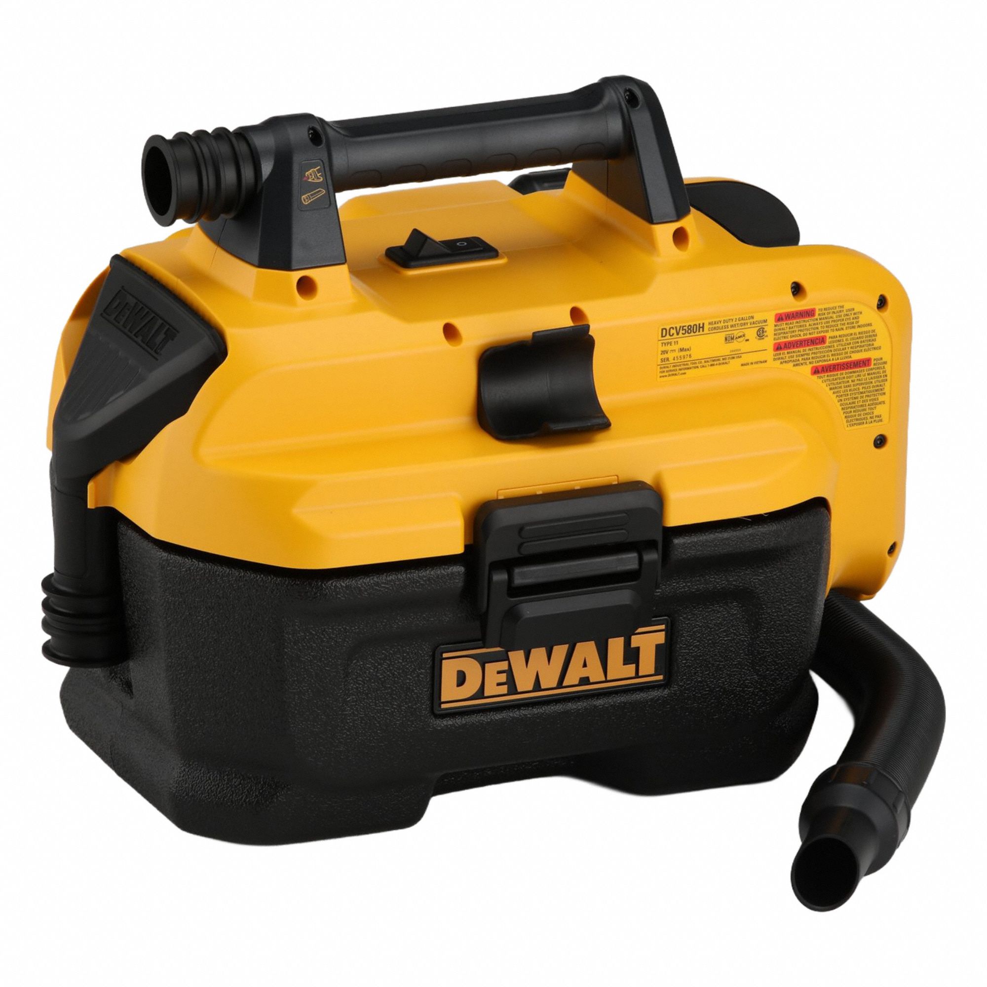 Shop Vacuum: 2 gal Tank Size, Plastic, 1 1/4 in Vacuum Hose Dia, 5 ft Hose Lg, Wet/Dry, HEPA