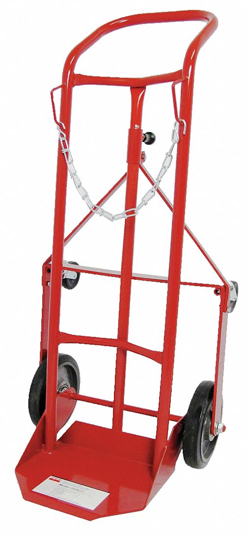 ERGONOMIC TILT-BACK CYLINDER HAND TRUCK, 1 CYLINDER CAPACITY, 250 LB LOAD CAPACITY, CHAIN, SINGLE