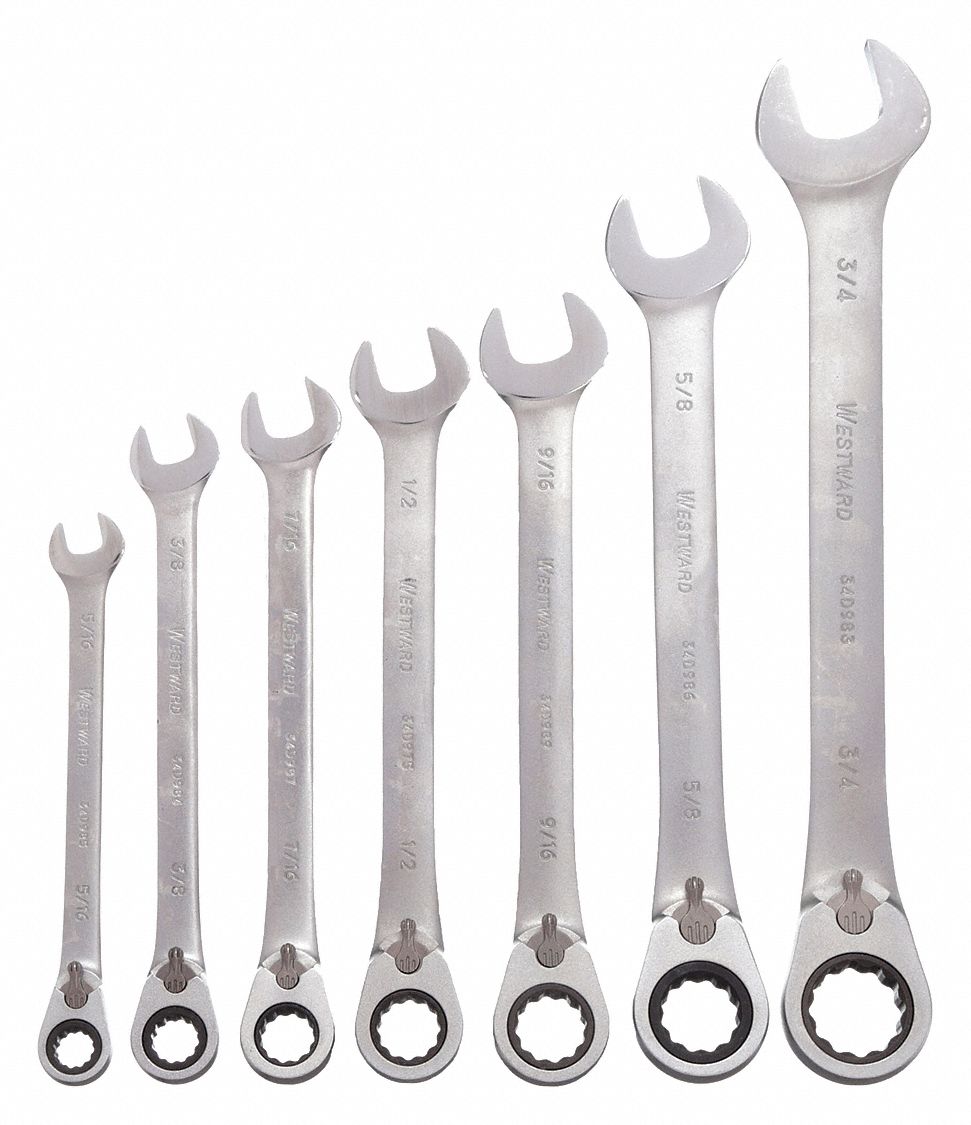 WESTWARD, Alloy Steel, Satin, Combination Wrench Set - 34D991|34D991 ...