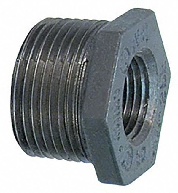 Hex Bushing: Malleable Iron, 1 in x 1/8 in Fitting Pipe Size, Male NPT x Female NPT, Class 150