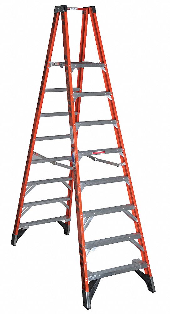 Twin Platform Stepladder: 8 ft Ladder Size, Fiberglass, 300 lb Load Capacity, 55 lb Wt