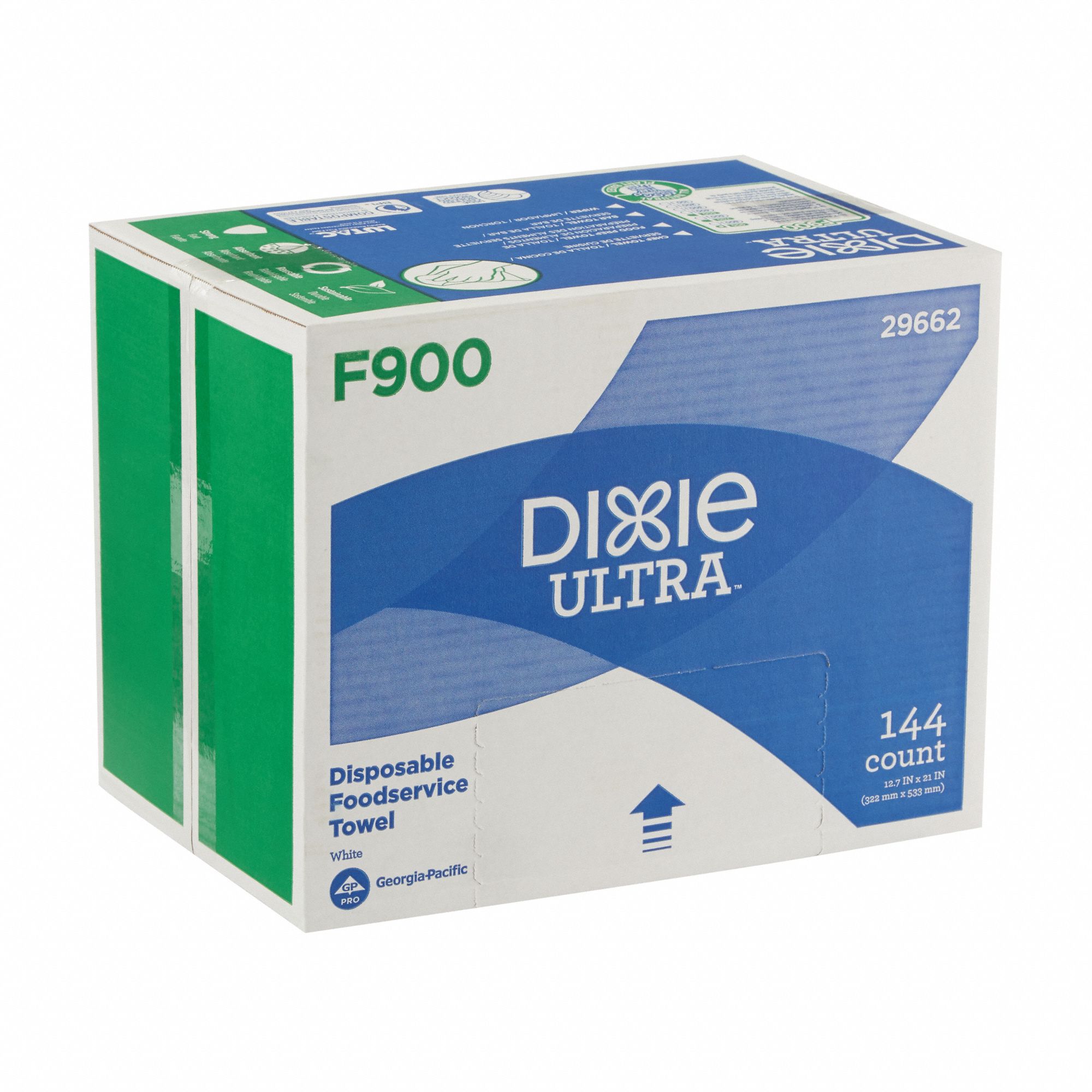 Dry Wipe: Dispenser Box, Dixie Ultra™ F900, 12 3/4 in x 21 in Sheet Size, 144 Sheets