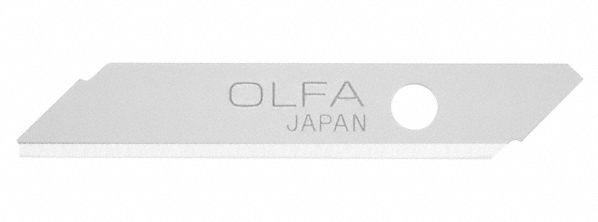 Utility Blade: 1 3/8 in Blade Lg, 1/4 in Blade Wd, 0.012 in Blade Thick, 34F819, Steel, 5 PK