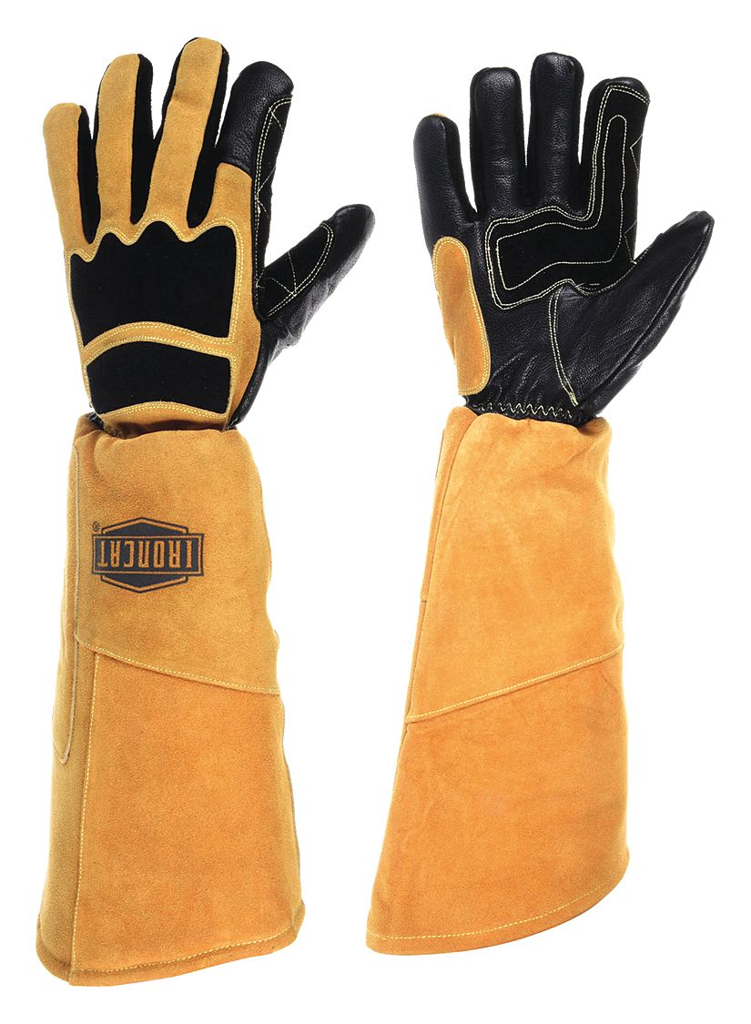 WELDING GLOVES, WING THUMB, COWHIDE, M, STICK, 1 PR, 20½ IN