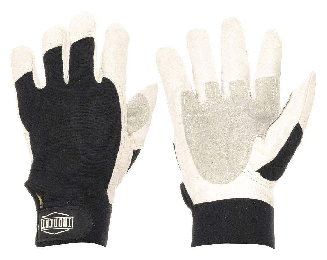 LEATHER GLOVES, BLACK, XL/10, WING THUMB, KEVLAR, 10¼ IN LENGTH