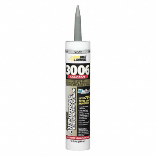 WHITE LIGHTNING Gray Caulk, Acrylic, 10.0 oz Cartridge