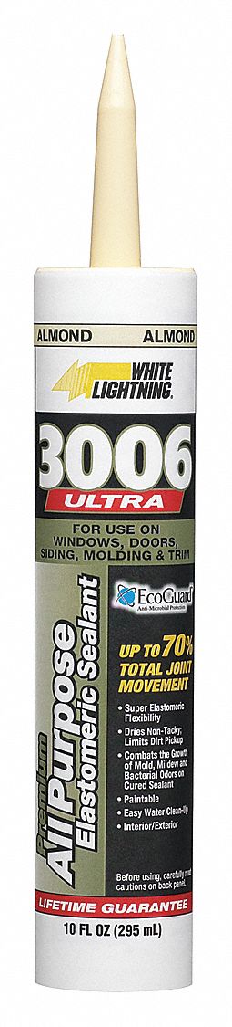 WHITE LIGHTNING W11002010 Elastomeric Acrylic Sealant,10oz